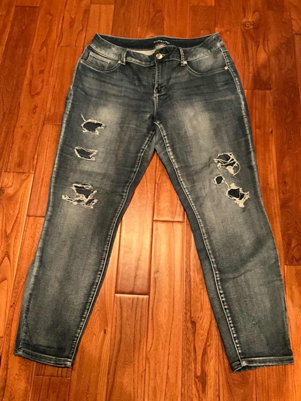Maurices Women's Distressed Blue Skinny Jeans